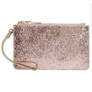 NWT Kate Spade Rose Gold Glitter Bug Slim Wristlet